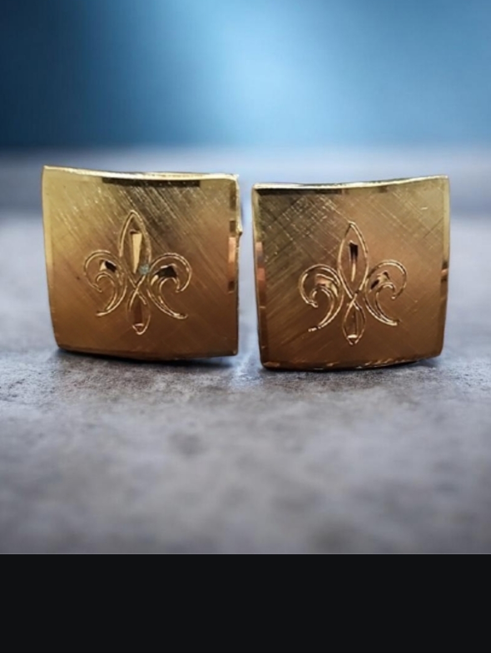 FLEUR‎ DE LIS MENS CUFFLINKS Vintage Gold toned